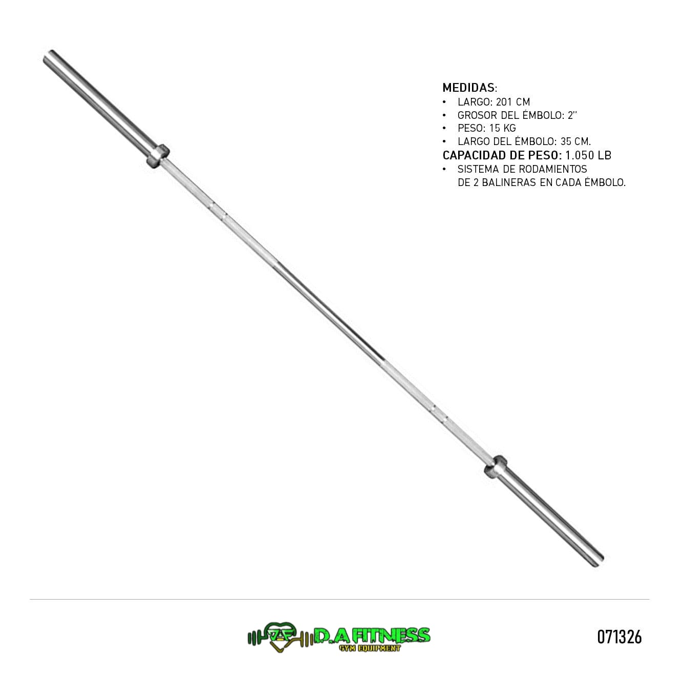 BARRA OLIMPICA PROFESIONAL 15 KG 2 PUL OB86-100