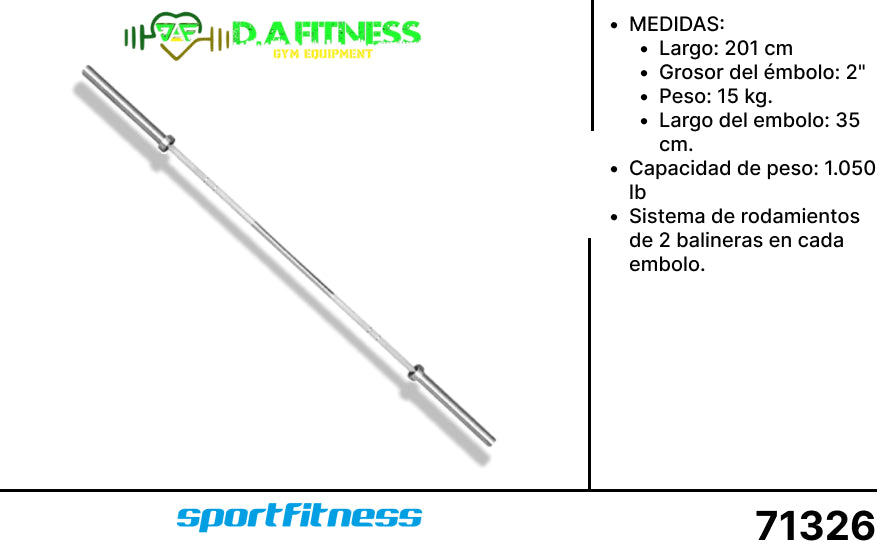 BARRA OLIMPICA PROFESIONAL 15 KG 2 PUL OB86-100