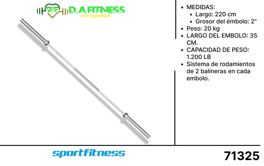 BARRA OLIMPICA PROFESIONAL 20 KG 2 PUL OB86-100