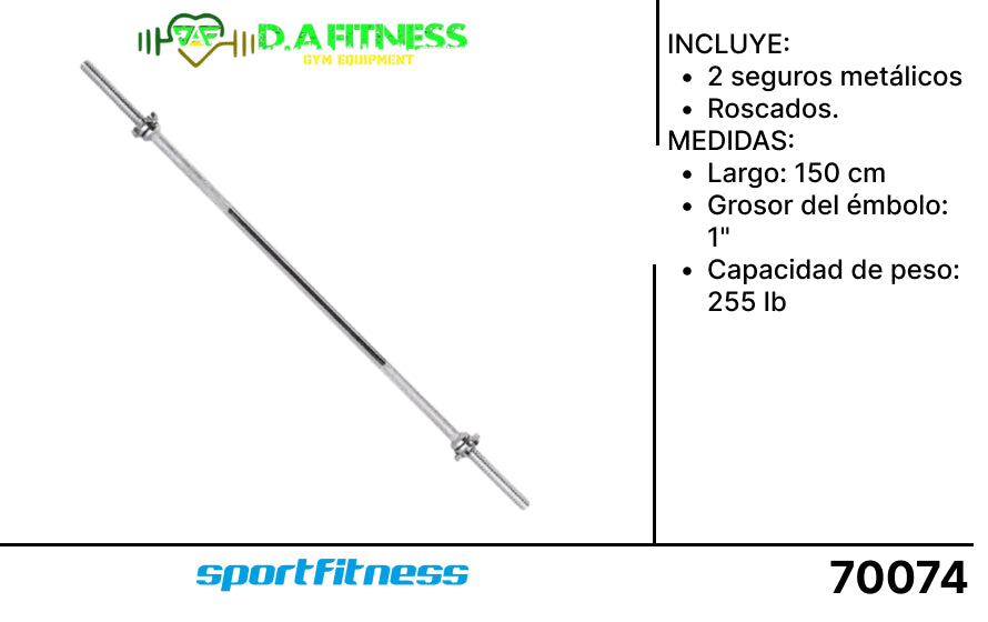 BARRA RECTA CON TORNILLO 1PUL (150CM) CB-0812