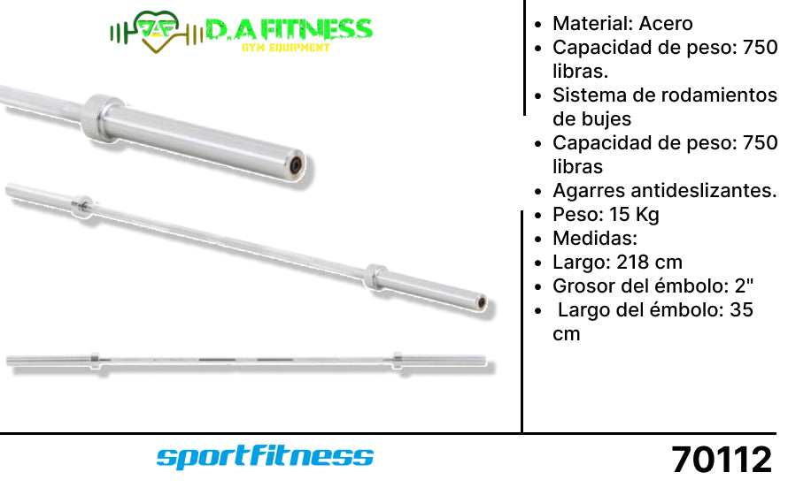 BARRA RECTA SEMI-PROFESIONAL 2PUL (218CM) HA-8071