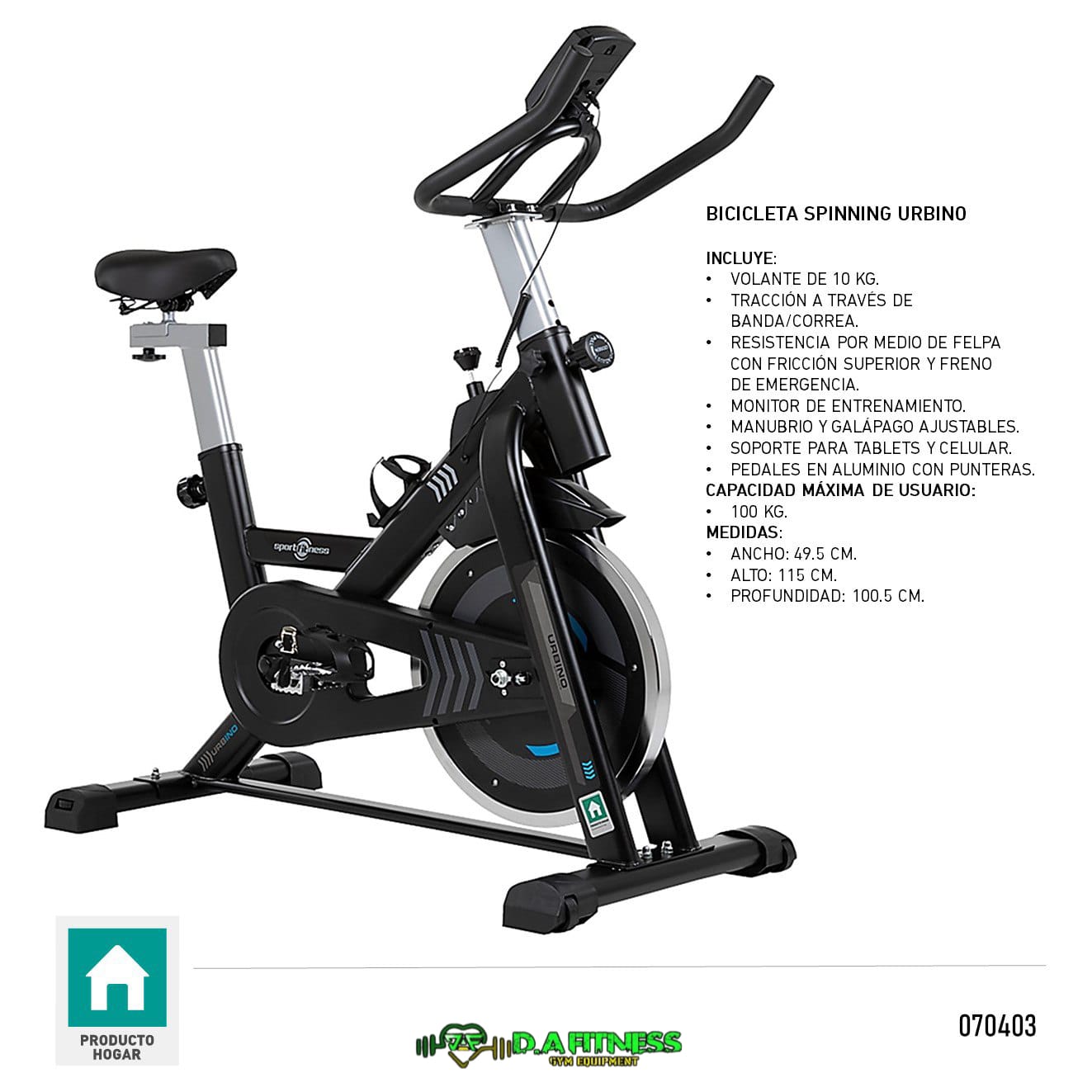 BICICLETA SPINING URBINO JY-8815