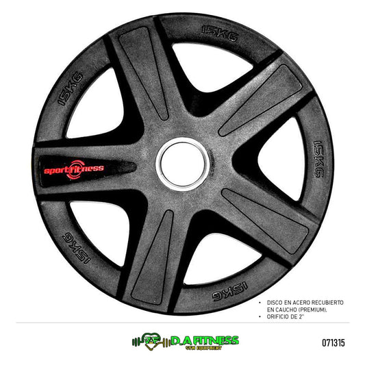 DISCO OLIMPICO PREMIUM EN ACERO Y CAUCHO 2 PUL-15 KG VPUP001