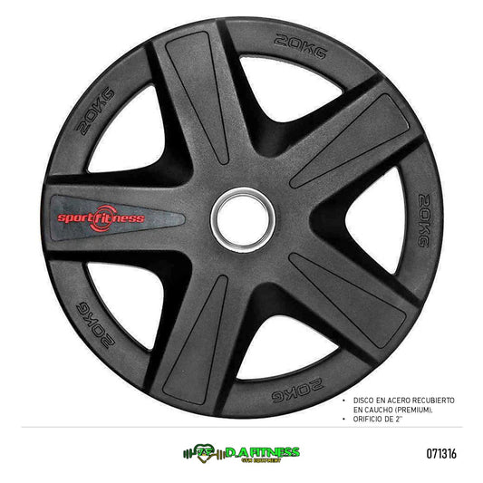DISCO OLIMPICO PREMIUM EN ACERO Y CAUCHO 2 PUL-20 KG  VPUP001