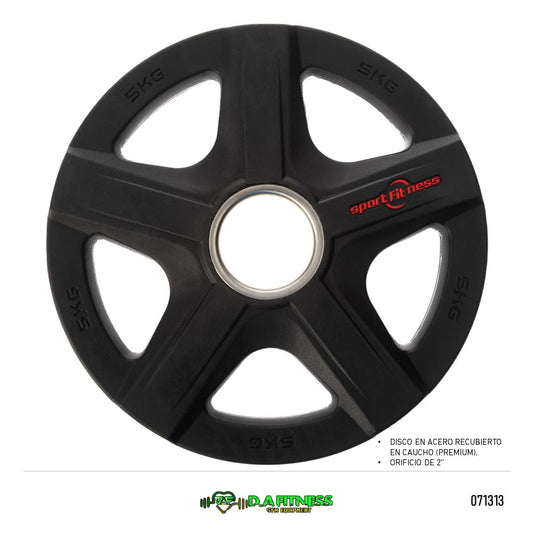 DISCO OLIMPICO PREMIUM EN ACERO Y CAUCHO 2 PUL-5 KG VPUP001