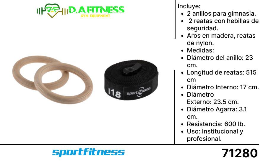 SET DE ANILLOS EN MADERA PARA GIMNASIA GMR-W-002