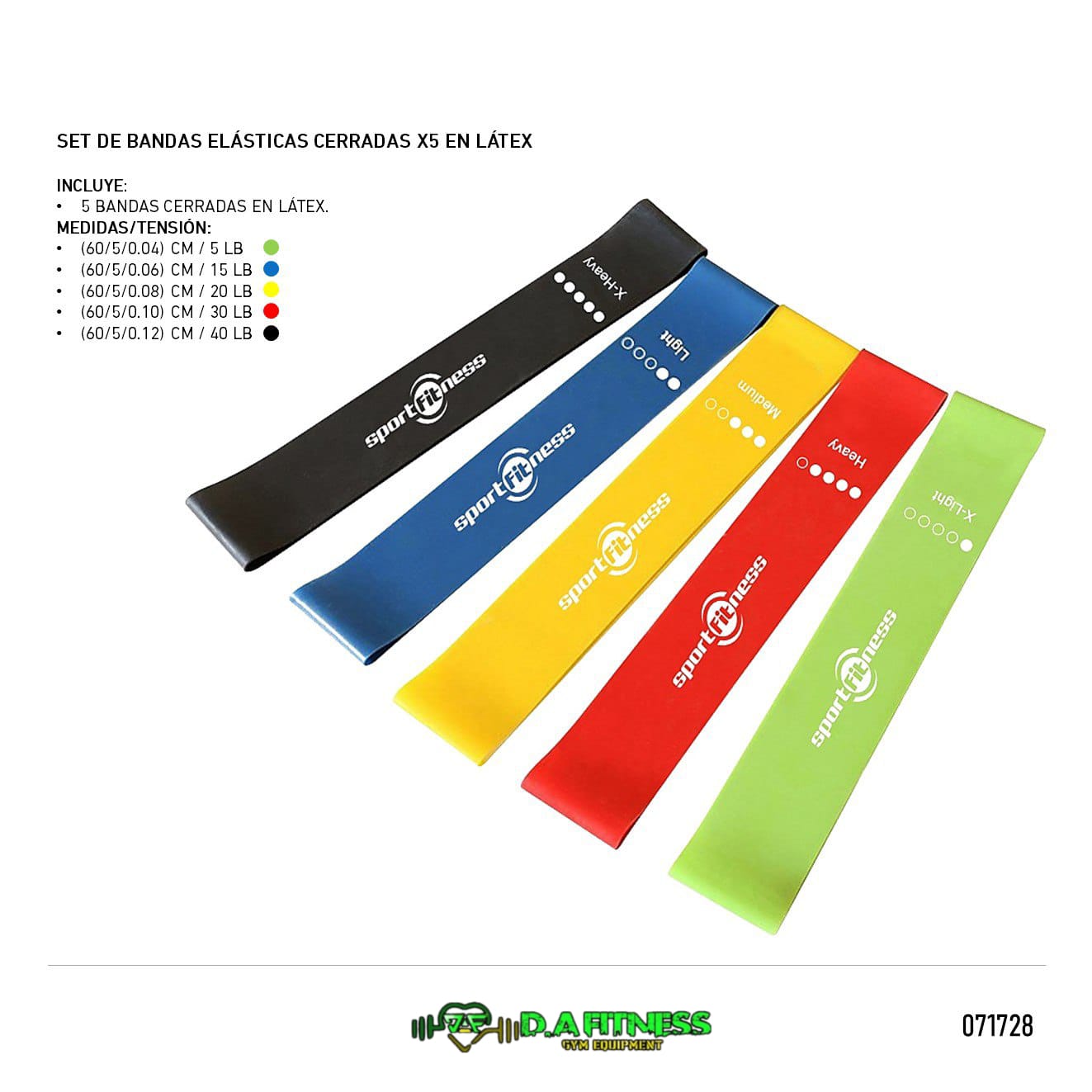 SET DE BANDAS ELASTICAS EN LATEX (SETx5) EB-L-003C