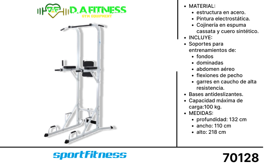 SOPORTE DE ENTRENAMIENTOS MULTIPLES RK42 (Espalda, Pecho, Abdomen, Fondos)
