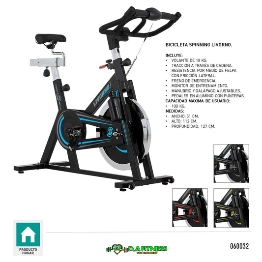 BICICLETA SPINNING LIVORNO WT-9.2C-1