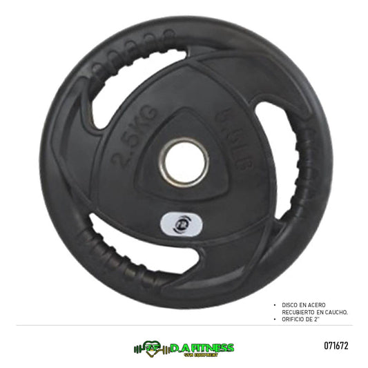 DISCO OLIMPICO  EN ACERO Y CAUCHO 2 PUL - 2.5 KG