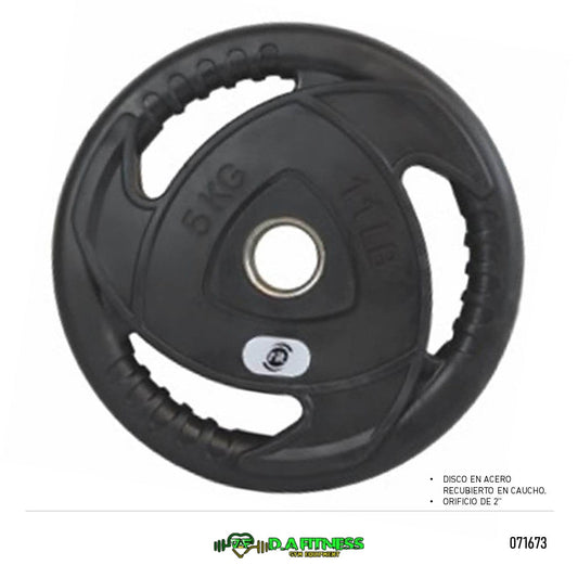 DISCO OLIMPICO  EN ACERO Y CAUCHO 2 PUL - 5 KG