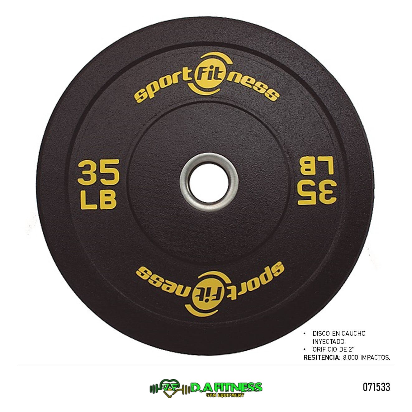 DISCO OLIMPICO EN CAUCHO 2 PUL - 35 LB