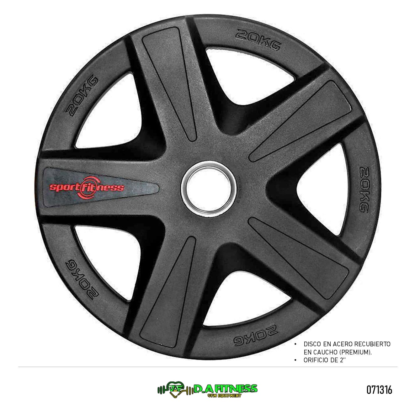 DISCO OLIMPICO PREMIUM EN ACERO Y CAUCHO 2 PUL-20 KG  VPUP001